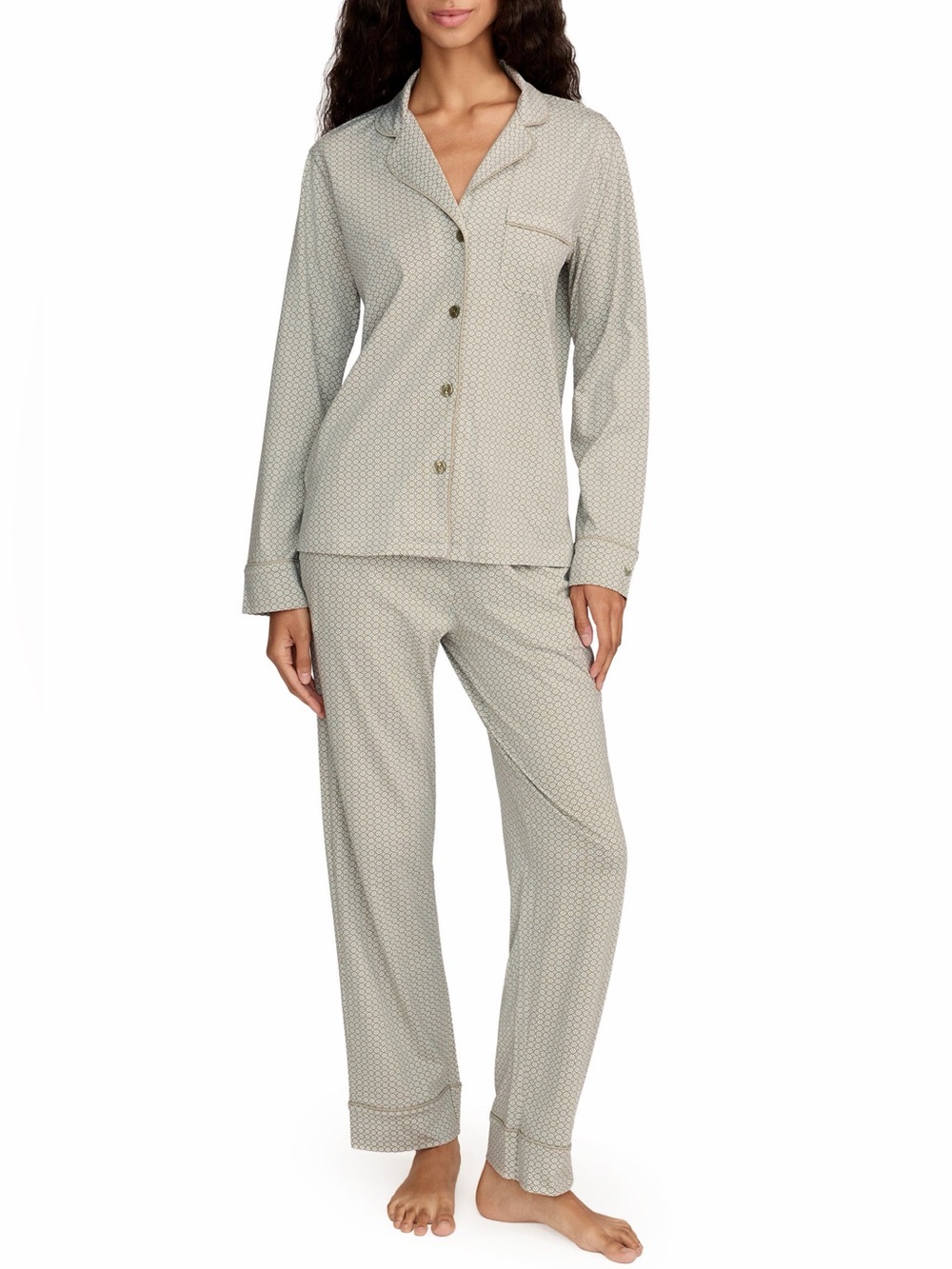 Petite plume Geo Classic Lightweight Pima Cotton Pajamas size XL